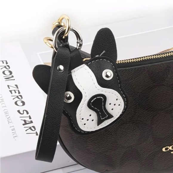 Accessories - Cute Boston Terrier Puppy Dog Faux leather Keychain & Bag Charm NEW